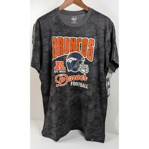 47 Brand Denver Broncos AFC West Large NFL Football T-Shirt Marble Black